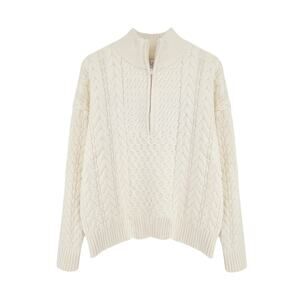 PINK PINEAPPLE Flag 1/2 Zip Cable Sweater Ivory S